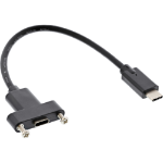 InLine USB 3.2 Gen.2 C male / female with flange cable, black, 0.20m