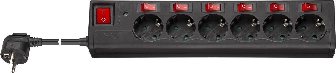 Image of Goobay 6-Way Surge-Protected Power Strip with Switch, 1.5 m