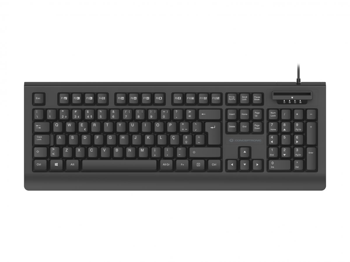 Conceptronic KAYNE01ES USB Keyboard with Smart ID Card Reader, Spanish layout