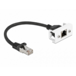 DeLOCK Network Extension Cable for Easy 45 Module S/FTP RJ45 plug to RJ45 jack Cat.6A 25 cm black