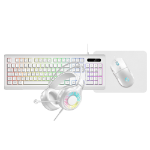 VIDA GAMER WHT 4IN1 USB KB MS HS KIT keyboard Mouse included Gaming QWERTY UK English White