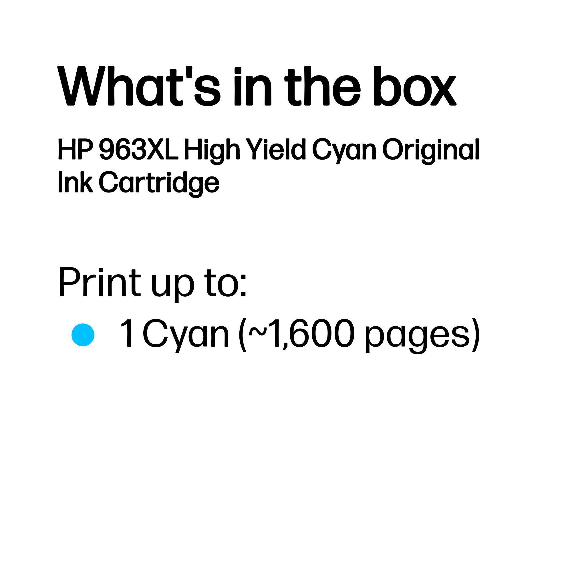 HP 963XL Original Ink Cartridge High Yield Cyan 3JA27AE