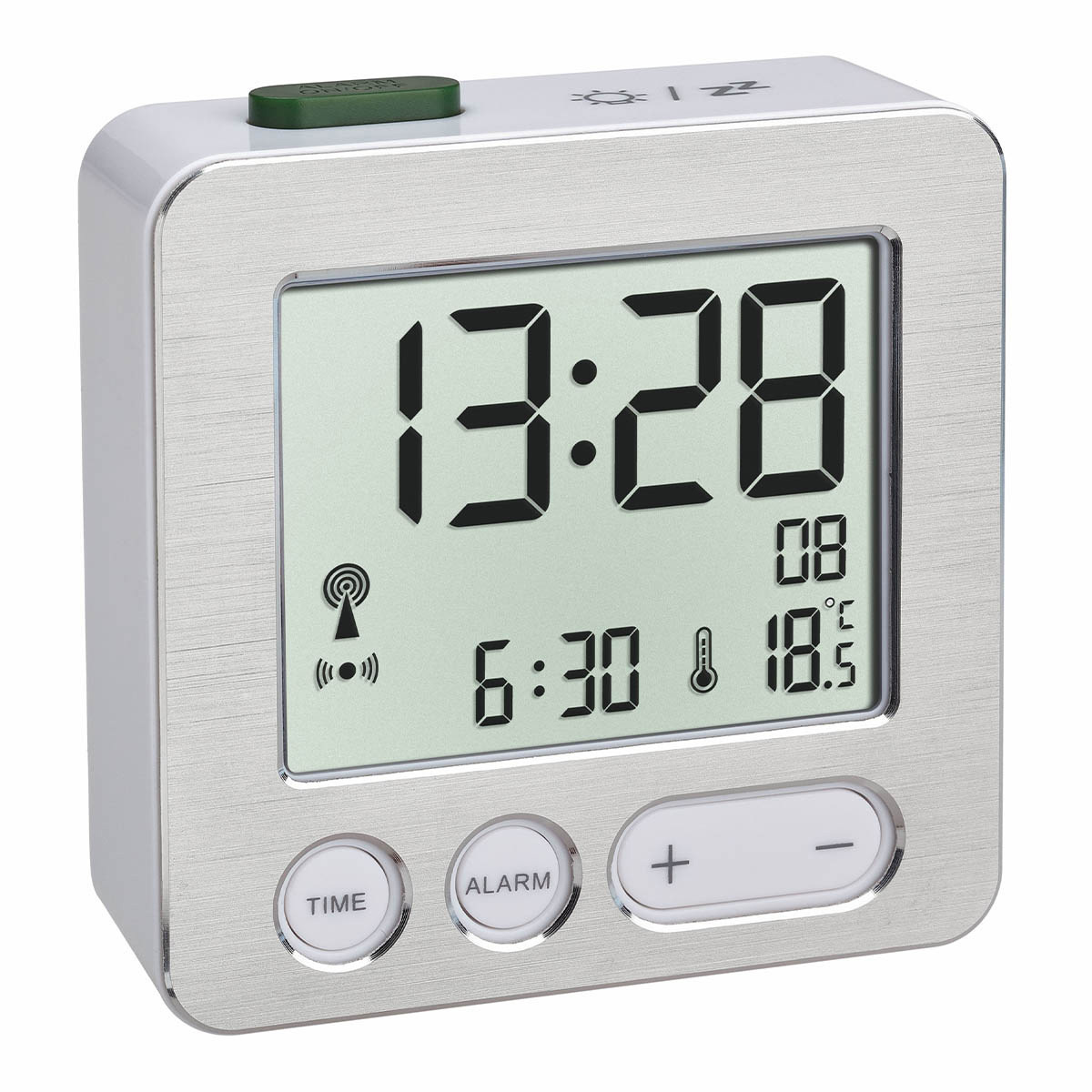 Image of TFA-Dostmann 60.2545.54 - Digital alarm clock - Rectangle - Silver...