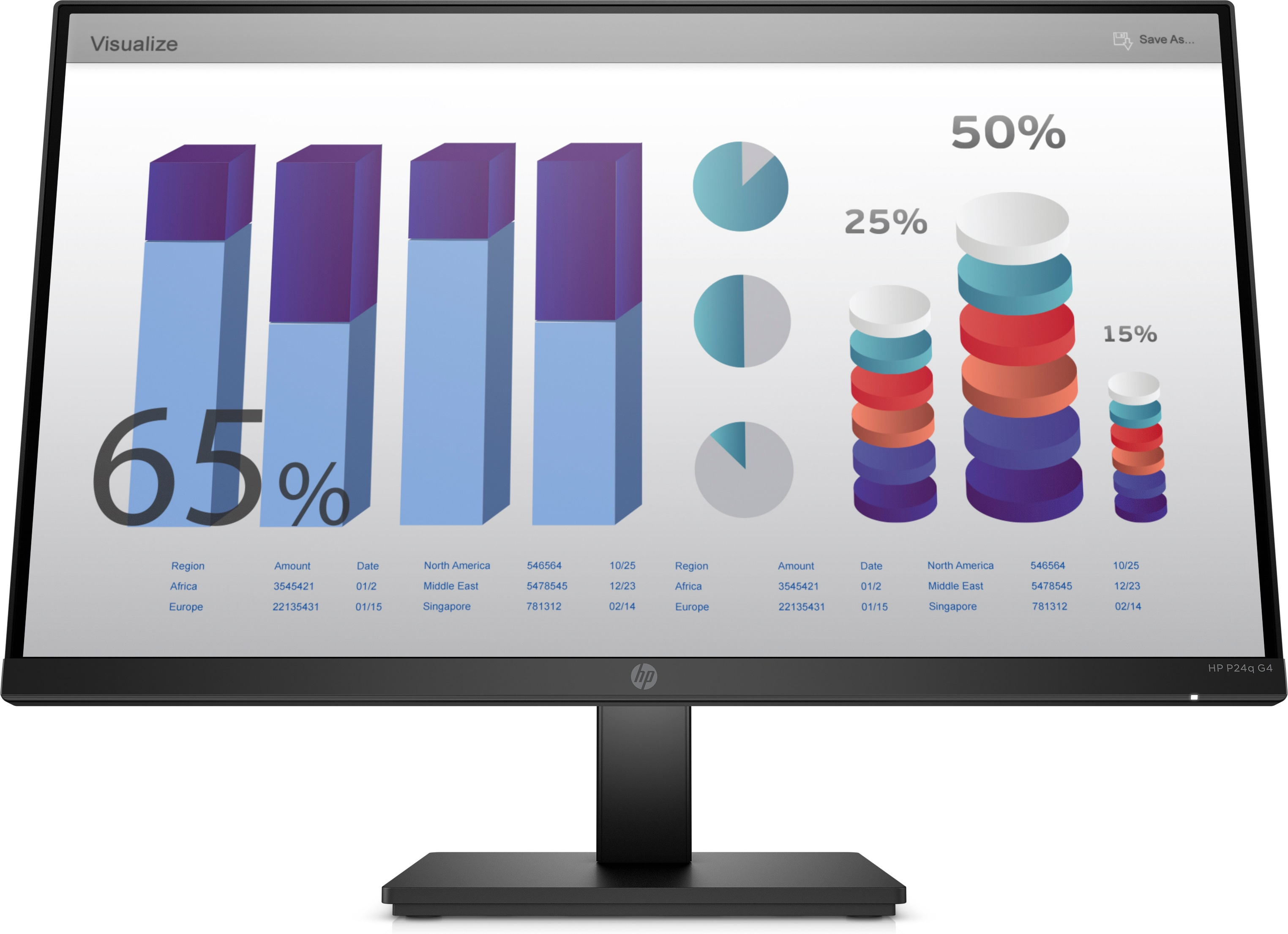 Image of HP P24q G4 computer monitor 60.5 cm (23.8") 2560 x 1440 pixels...
