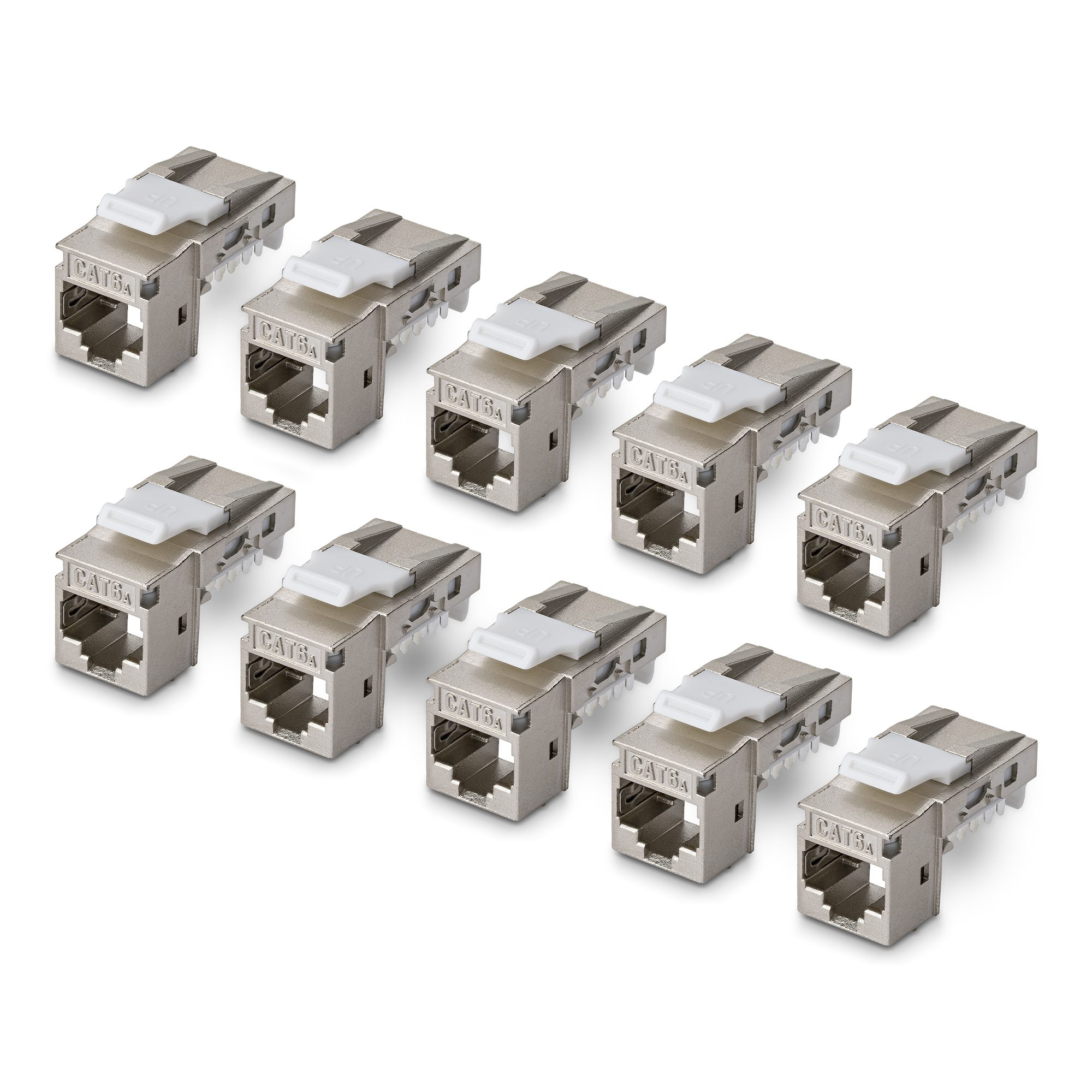 StarTech.com Shielded Cat6a Keystone Jack. 10-Pack RJ45 Ethernet Keyst