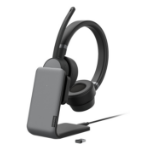 Lenovo Go Wireless ANC Headset with Charging stand Wired & Wireless Head-band Office/Call center Bluetooth Black