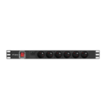 Lanberg PDU-06E-0200-BK power distribution unit (PDU) 6 AC outlet(s) 1U Black