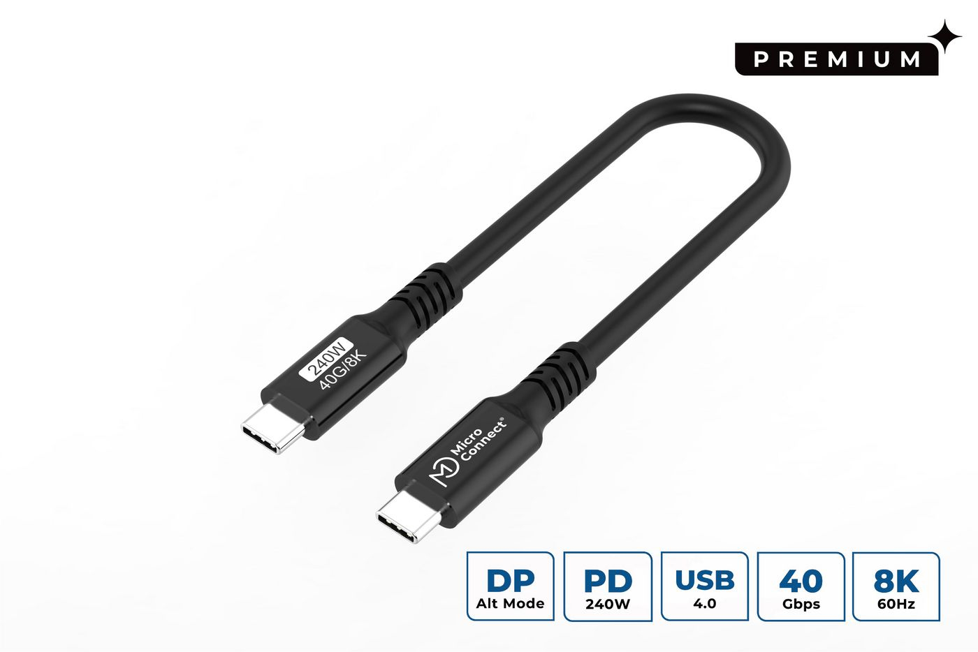 Microconnect Black Usb4cc015-240W Usb Cable Usb4 Gen 3X2 0.15 M Usb C