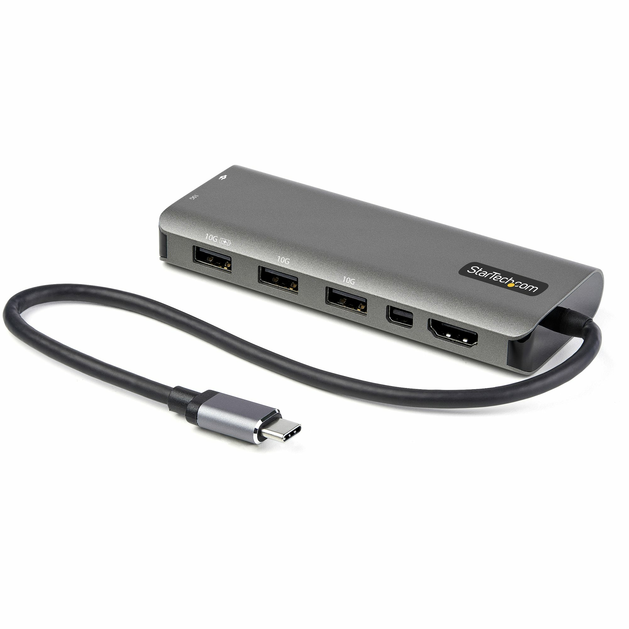 StarTech.com USB C Multiport Adapter - USB-C to HDMI or Mini DisplayPort 4K 60Hz, 100W Power Delivery Pass-Through, 4-Port 10Gbps USB Hub - USB Type-C Mini Dock - w/ 12