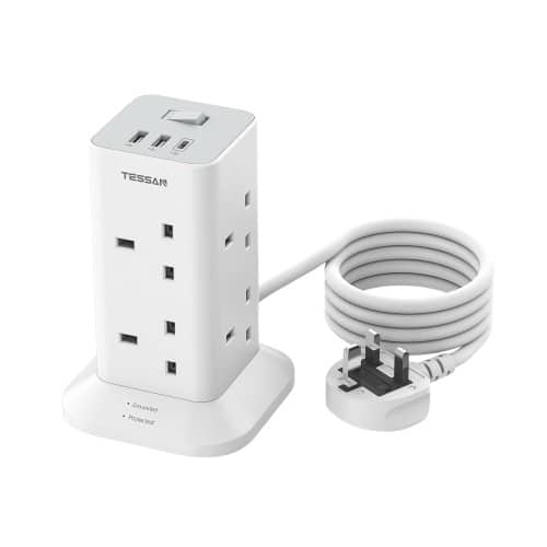 TP-LINK Tessan 8-Gang Power Extension Tower + 2 x USB-A & USB C 2M 13A TPS03-UK-C
