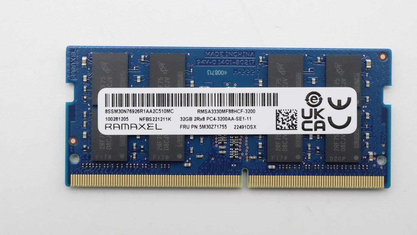 Image of Lenovo MEMORY SODIMM,32GB,DDR4,3200,Ramaxel - Approx 1-3 working...
