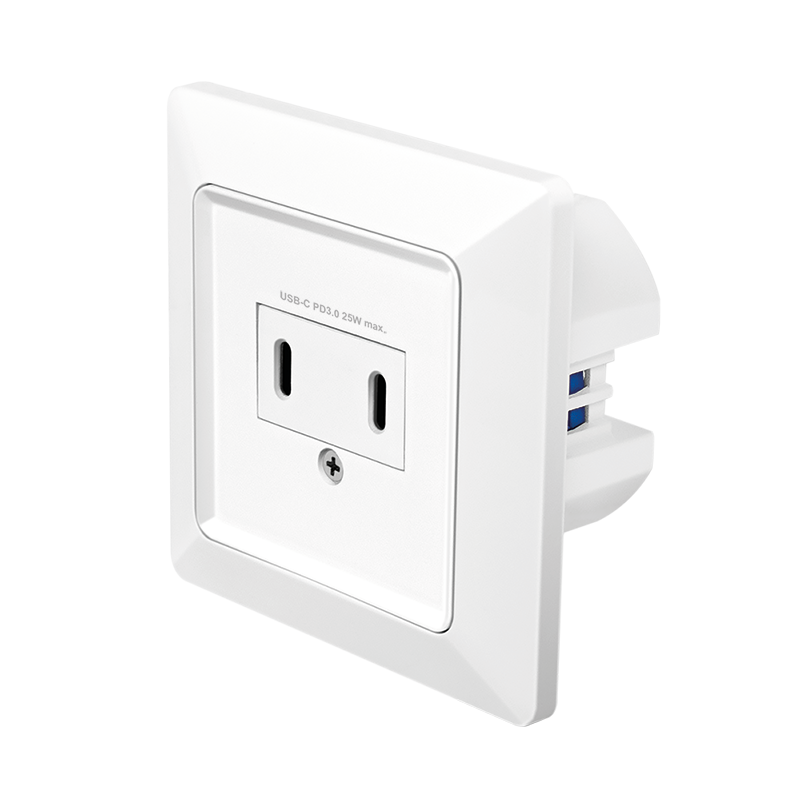 LogiLink Wall outlet with 2-port USB-C charger. 25W PD