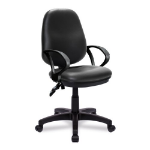 NAUTILUS Designs Java 200 Medium Back Twin Lever Vinyl Operator Office Chair With Fixed Arms Black - BCF/P505/BKV/A DD
