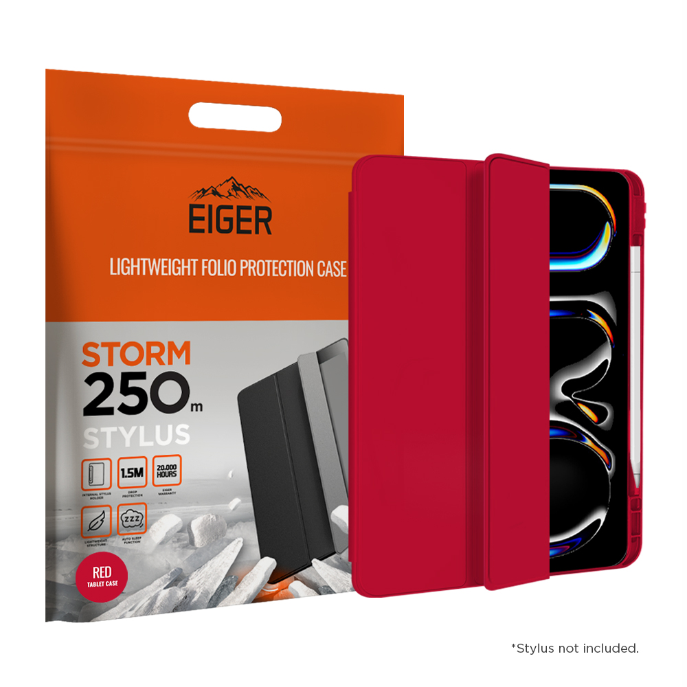Eiger ETUI FOLIO ROUGE STAND MAGNETIQUE RENFORCÉ AVEC EMPLACEMENT STYL