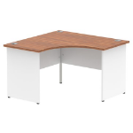Dynamic Impulse Corner Office Desk W1200 x D1200 x H730mm Panel End Leg Walnut Finish White Frame - TT000130 DD