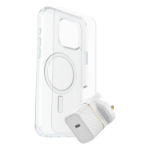 OtterBox Symmetry Series Clear for MagSafe + Premium Glass + Fast Charge Wall Charger USB-C 30W Type G for Apple iPhone 16 Pro Max