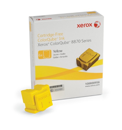 Xerox 108R00956 Dry ink in color-stix yellow, 17.3K pages Pack=6 for Xerox ColorQube 8870