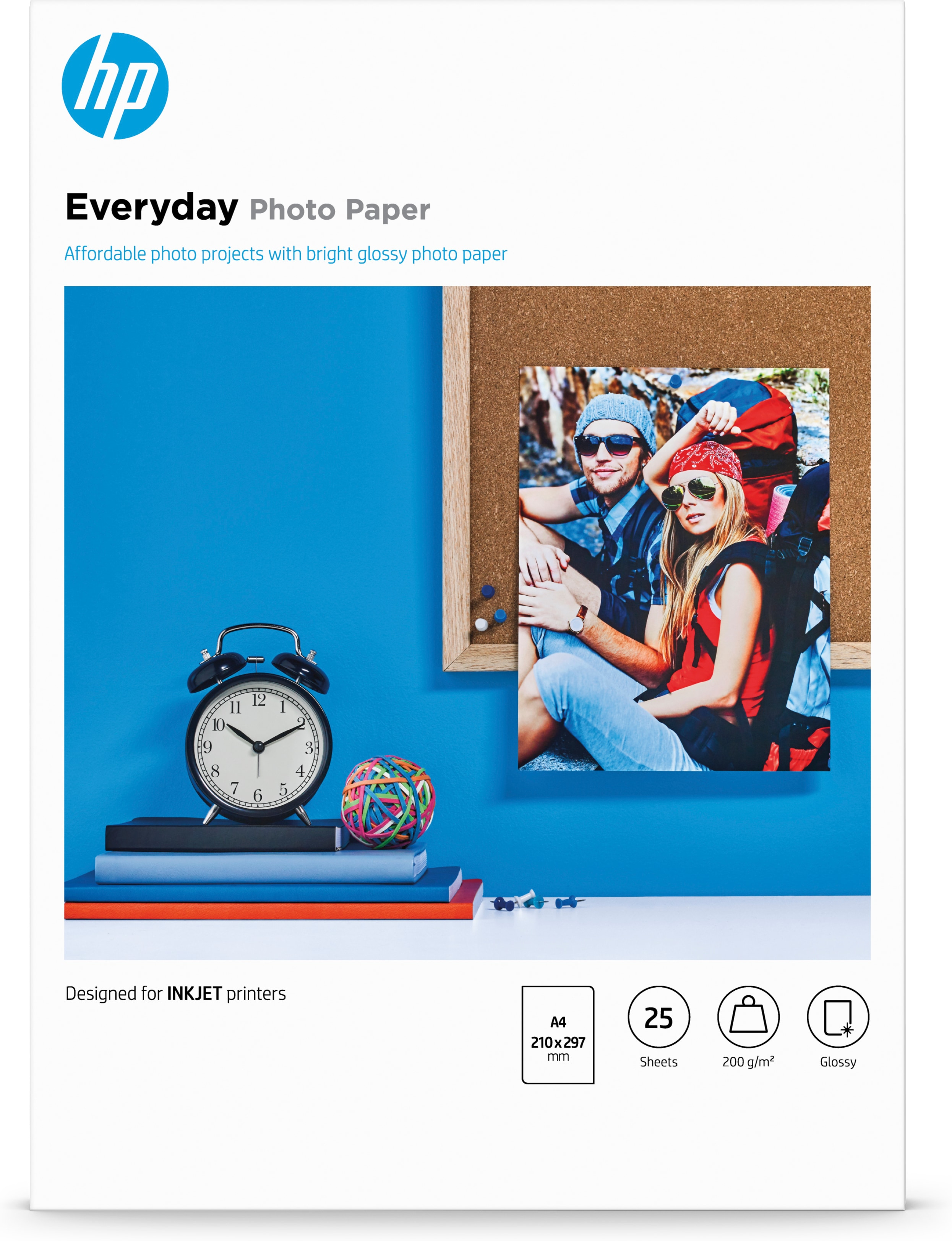 Image of HP Everyday Photo Paper, Glossy, 200 g/m2, A4 (210 x 297 mm), 25...