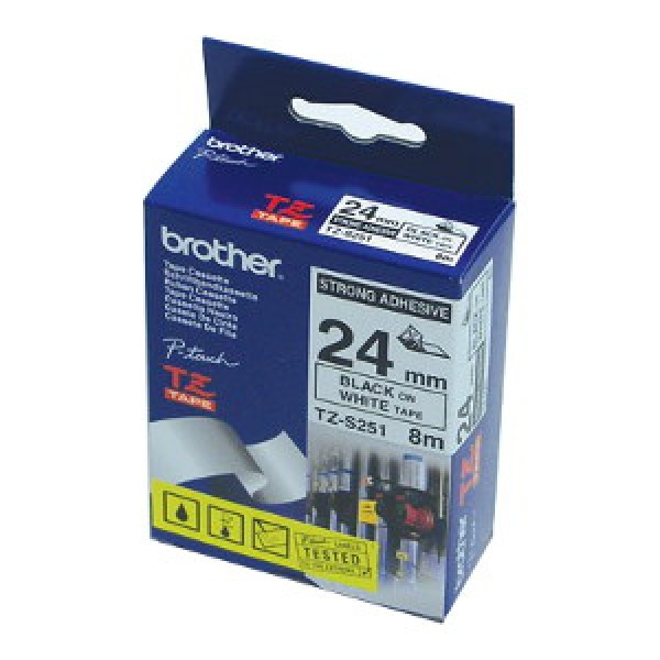 Brother Black/White Tz-S251 Directlabel On Extra Strong Laminat 24Mm X