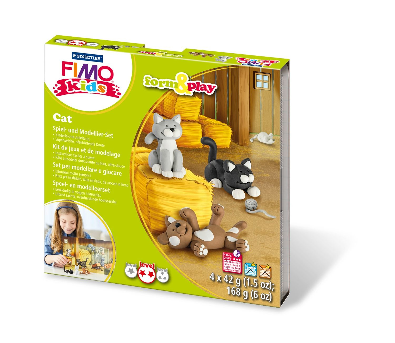 8034 16 LY STAEDTLER Set Mod.masse Fimo kids F&P cat