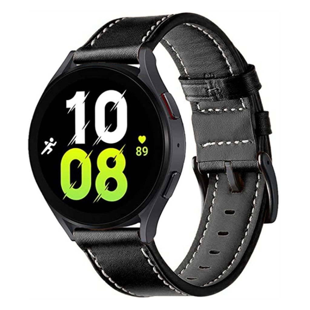 EU Product - Forerunner 265 / 255 / Vivoactive 4 / Venu 2 Leather Watch Band - Black thumbnail