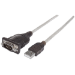 Manhattan USB-A to Serial Converter cable, 45cm, Male to Male, Serial/RS232/COM/DB9, Prolific PL-2303HXD Chip, Black/Silver cable, Polybag