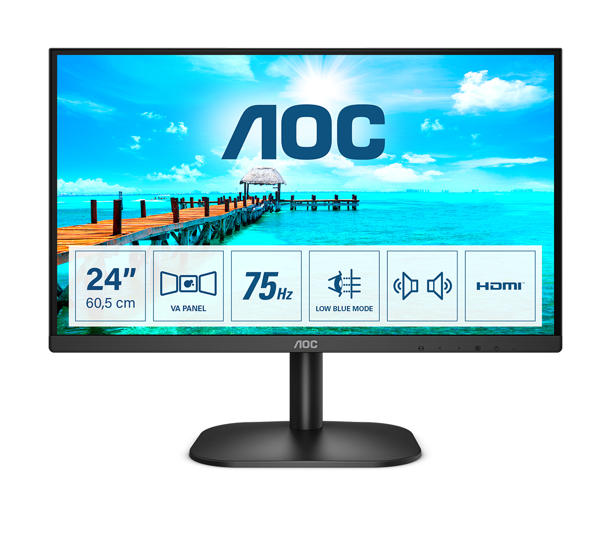 Screen size (inch) 23.8, Panel resolution 1920x1080, Refresh rate 75 Hz, Panel type VA, HDMI HDMI 1.4 x 1, D-SUB (VGA) 1x, DVI 1x DVI-D, Sync technology (VRR) Adaptive Sync