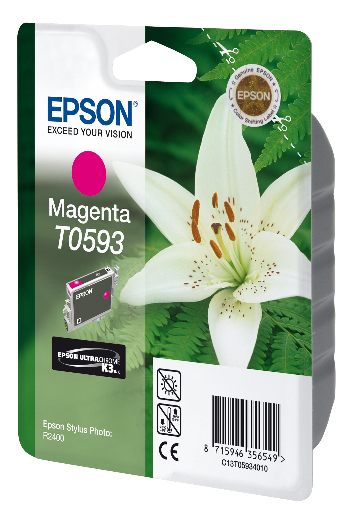 Epson C13T05934010/T0593 Ink cartridge magenta. 520 pages 13ml for Eps