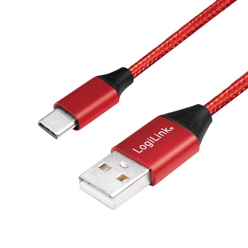 Photos - Cable (video, audio, USB) LogiLink CU0147 USB cable 0.3 m USB 2.0 USB A USB C Red 