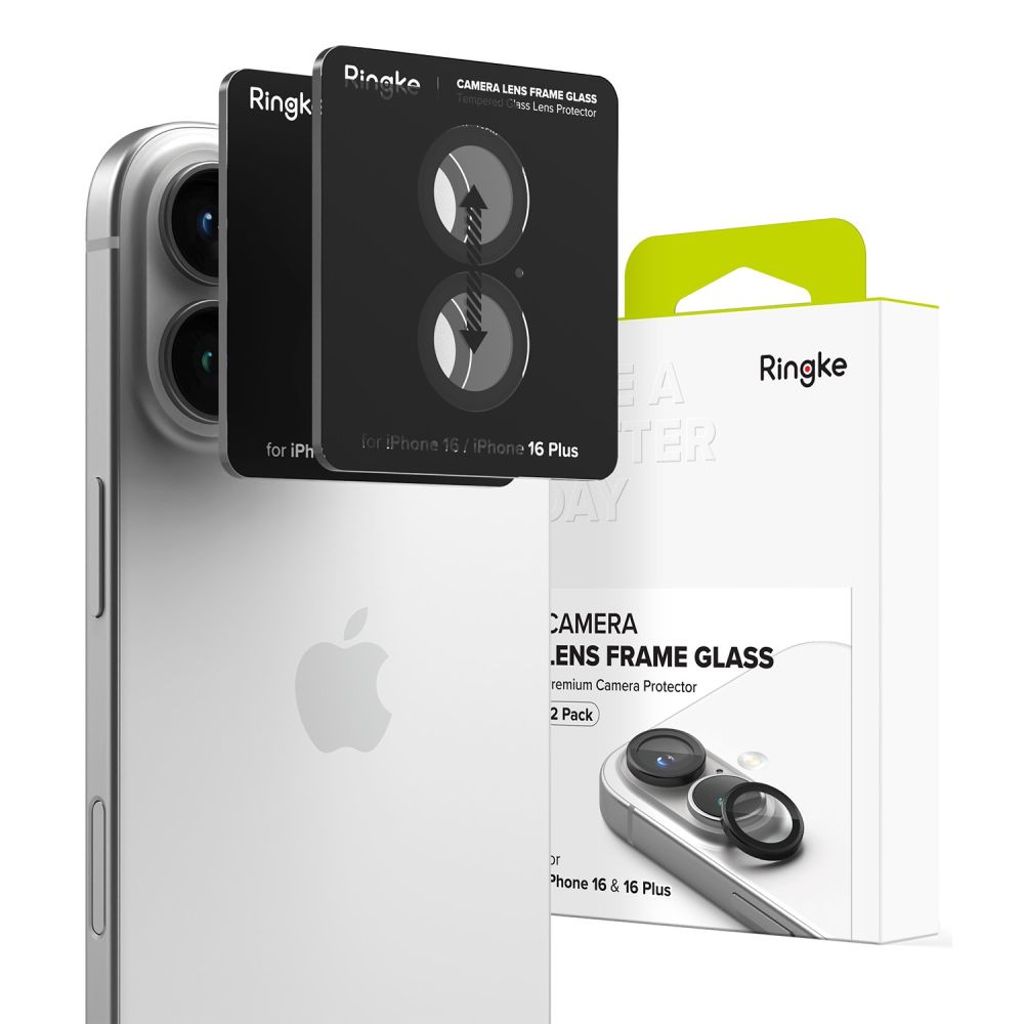 EU Product - Camera Frame Protector 2-pack Lens Protector for iPhone 16/16 Plus - Black thumbnail