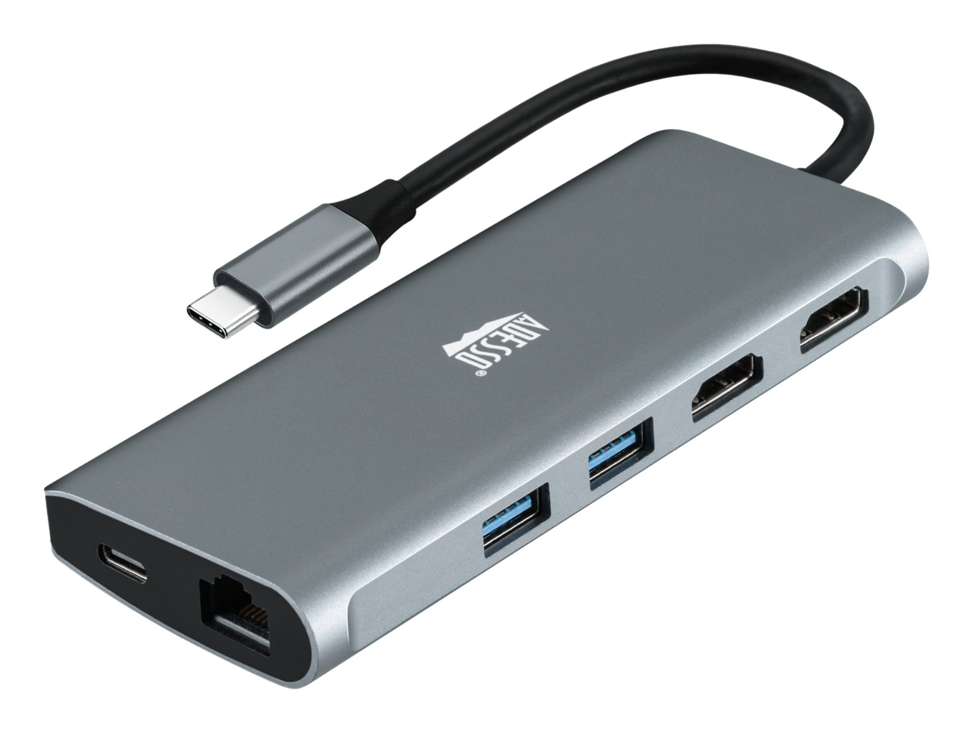 Adesso AUH-4040 laptop dock/port replicator Wired USB 3.2 Gen 1 (3.1 Gen 1) Type-C Grey