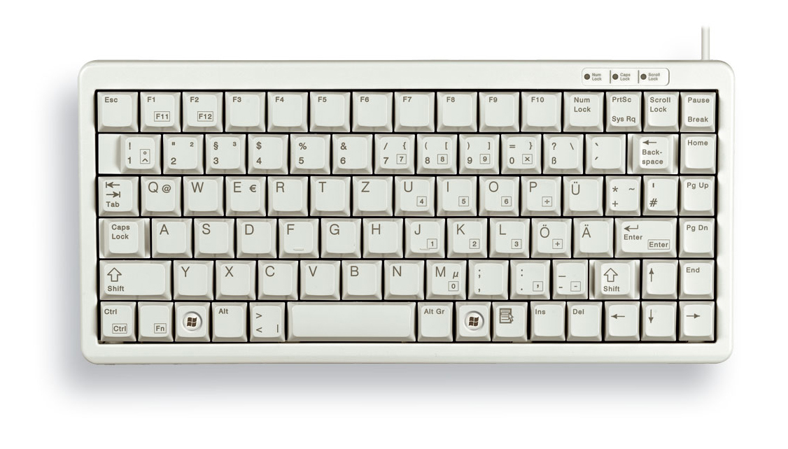 Image of CHERRY Compact Keyboard, QWERTY, 83 keys, Combi USB/PS2, Light Grey