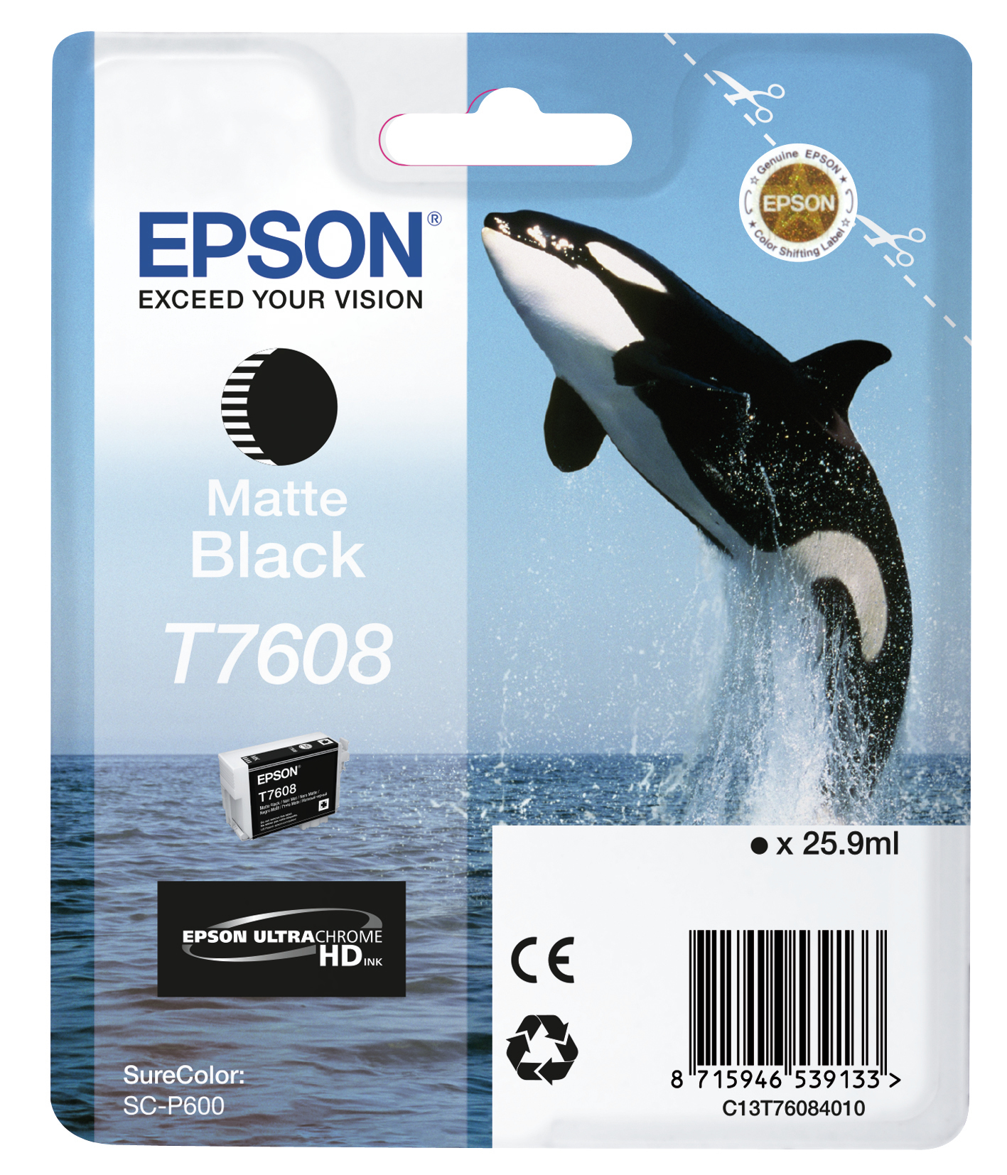 Image of Epson C13T76084010/T7608 Ink cartridge black matt, 1.1K pages...