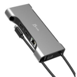 j5create JCD367 Flexible Ports USB-C® Dual 4K60 HDMI™ Hub - Pro 12-in-1, Black/Grey