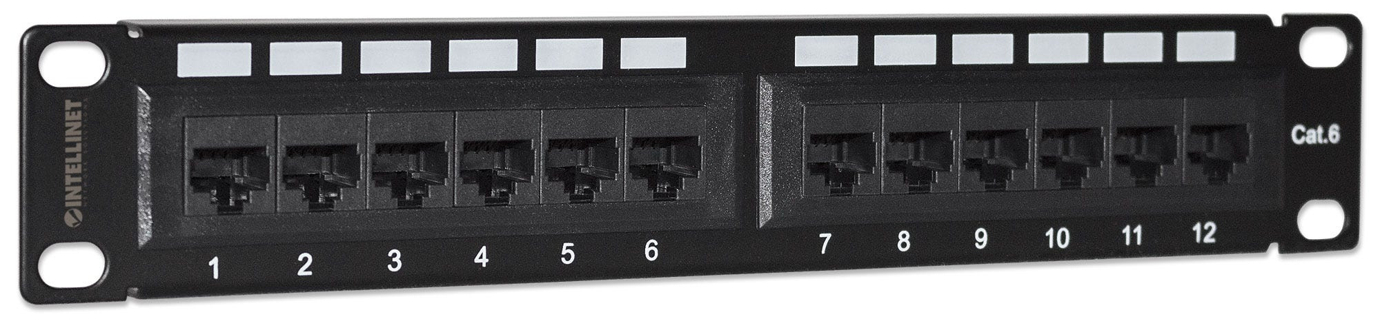 Intellinet Patch Panel, Cat6, 10", UTP, 1U, 12-Port, Black