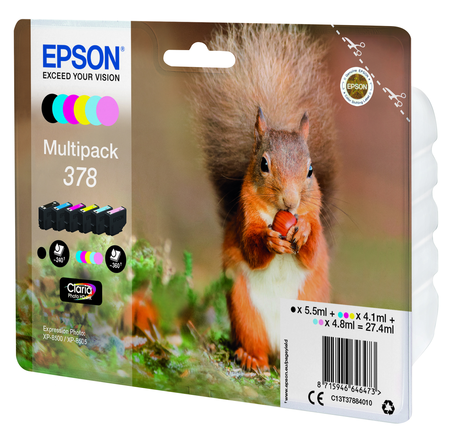 Epson C13T37884010/378 Ink cartridge multi pack Bk,C,M,Y,LC,LM 5.5ml 5,5ml 3x4,1ml 2x4,8ml Pack=6 for Epson XP 8000