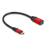 DeLOCK USB 10 Gbps Adapter USB Type-C male to USB Type-A female 15 cm red metal