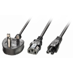 Lindy 2.5m UK 3 Pin Plug to 1x C13 & 1x C5 30374