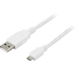 Deltaco USB-301W USB cable USB 2.0 1 m USB A Micro-USB B White