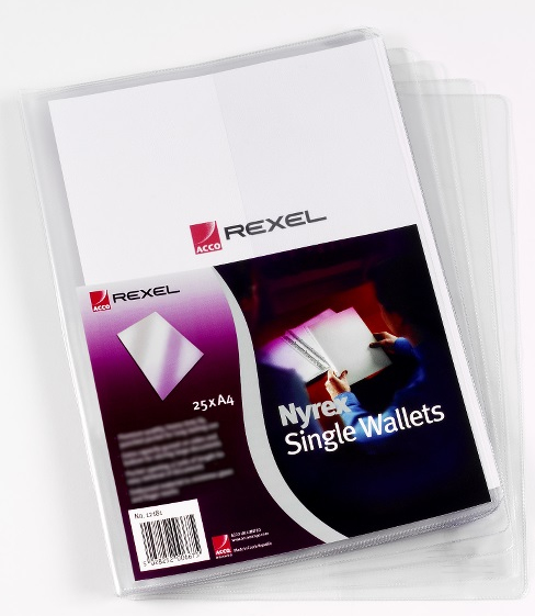 Image of Rexel Nyrex Single Wallets A4 Clear (25)