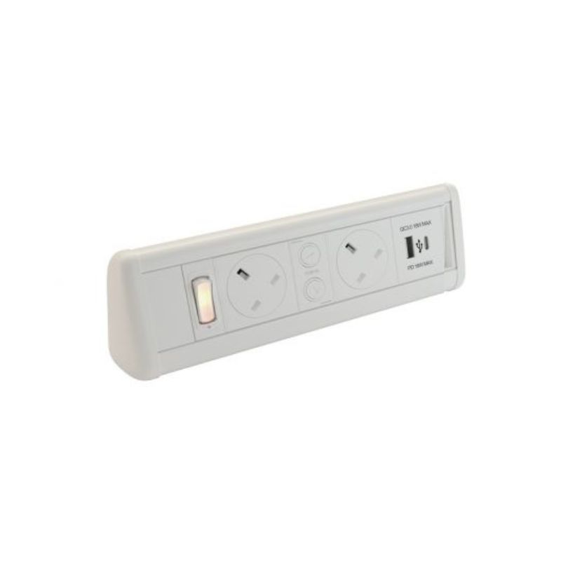 POWERDATA P-PACK DESK WHITE 2X POWER - USB A & C - MS