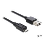 DeLOCK EASY-USB 2.0-A - USB 2.0 micro-B, 3m USB cable USB A Micro-USB B Black