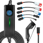 Platinet EV Charging Unit Traveller Set (Portable), 6x Input cables: PG, UK, CEE 5-pin (32A), CEE 3-pin (32A), CEE 5-pin (16A), CEE 3-pin (16A), Output: Type 2 (cable 5m), Auto Input Detect, For all Electric Vehicles, Home User Line, Single or Three Phase
