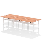 Dynamic Air Back-to-Back W1400 x D800mm Height Adjustable Sit Stand 6 Person Bench Desk With Cable Ports Beech Finish White Frame - HA02110 DD
