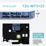 Brother TZEMT3123 label-making tape Black on blue TZe