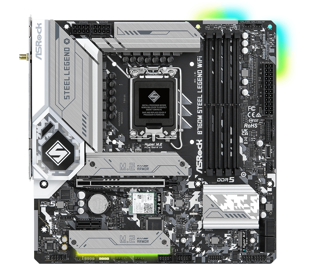 Image of Asrock B760M Steel Legend WiFi Intel B760 LGA 1700 micro ATX