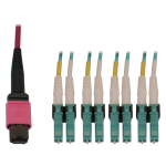 Tripp Lite N845X-05M-8L-MG 40/100G Multimode 50/125 OM4 Fiber Optic Cable (12F MTP/MPO-PC to 4x Duplex LC/PC F/M), LSZH, Magenta, 5 m (16.4 ft.)