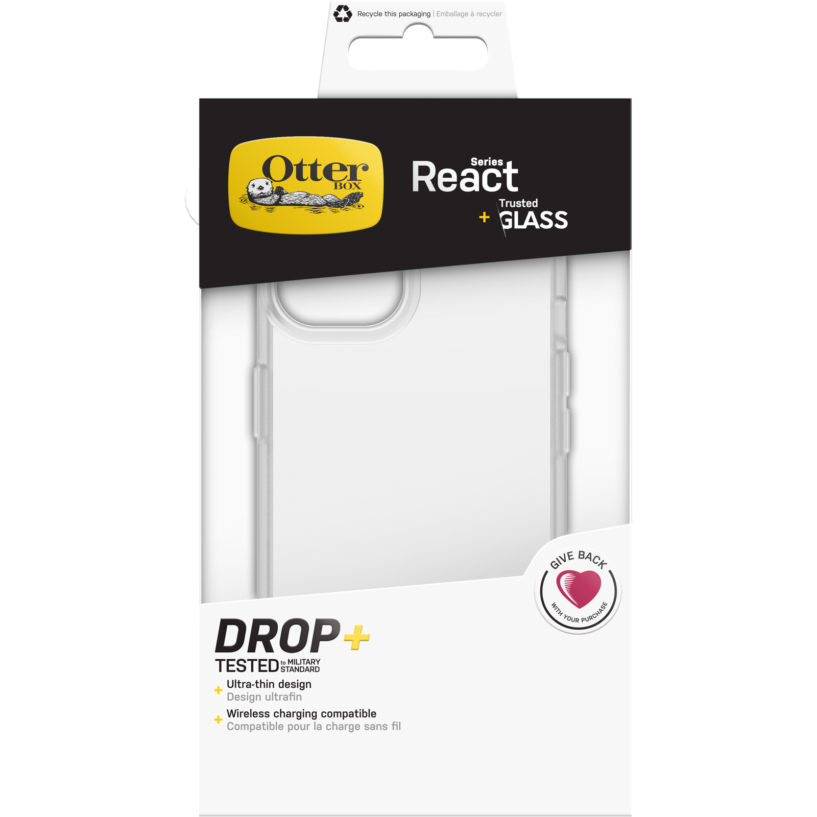OtterBox React + Trusted Glass Series för Apple iPhone 13, genomskinligt