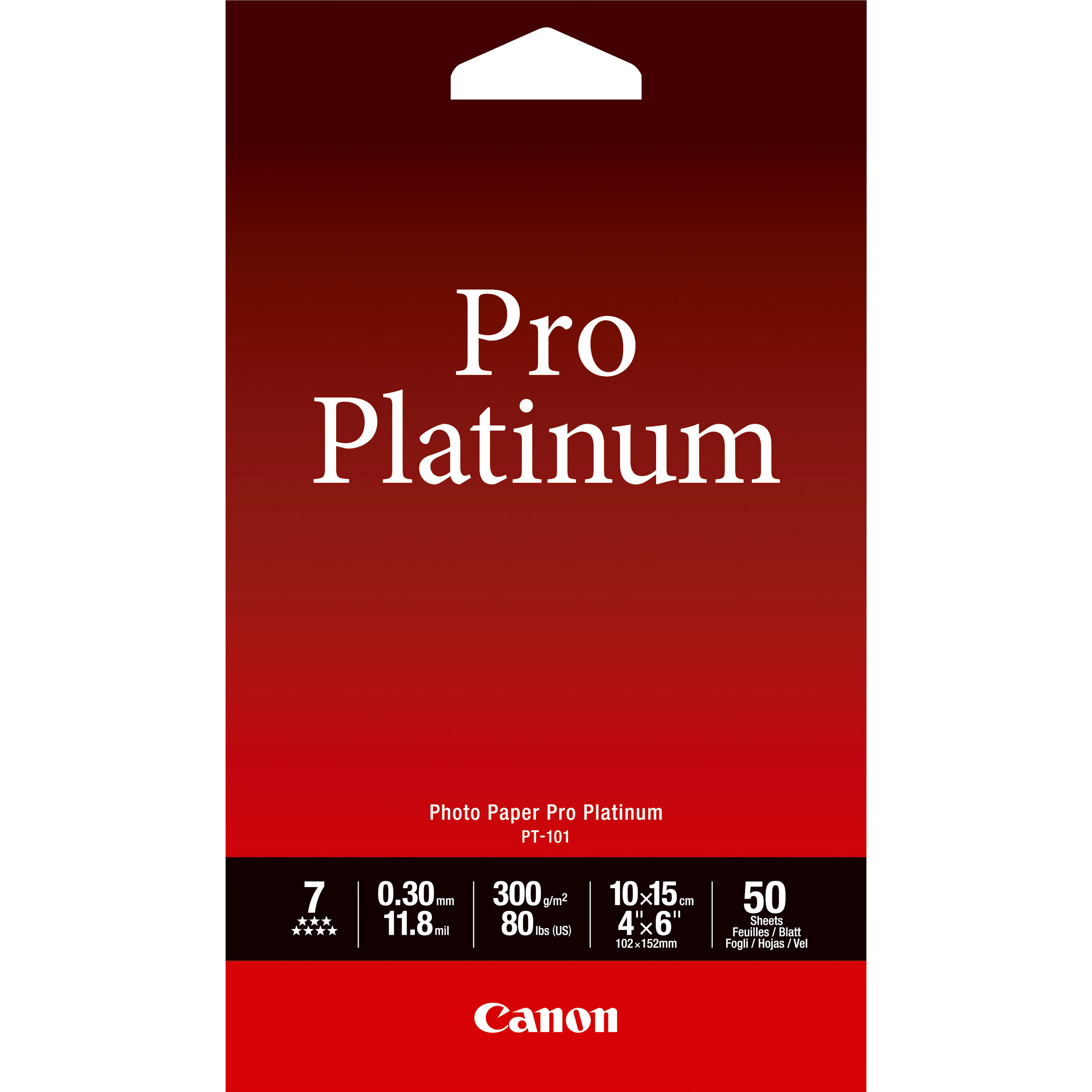 Image of Canon PT-101 Pro Platinum Photo Paper 4x6” - 50 sheets