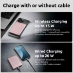 Intenso MW5000 Magnetic Power Bank 5000 mAh – MagSafe Compatible, 15W Wireless Charging, 20W USB-C PD, Slim & Compact – Tested in Germany – Rosé